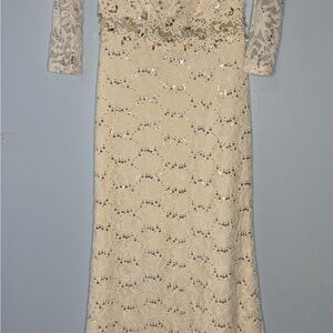 Elegant  White, Lace Sequin Dress